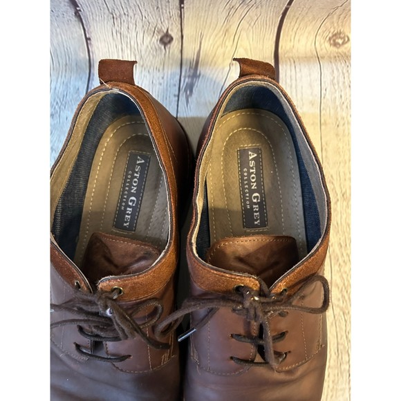 Men's Aston Grey Collection Dwilia Oxford Leather Shoes SZ 8 - Picture 3 of 5